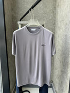 Ferragamo - Grey Crew Neck T-Shirt with Gancini Logo
