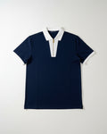 Louis Vuitton - Navy & White Contrast Zip Polo Shirt