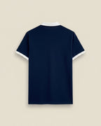 Louis Vuitton - Navy & White Contrast Zip Polo Shirt