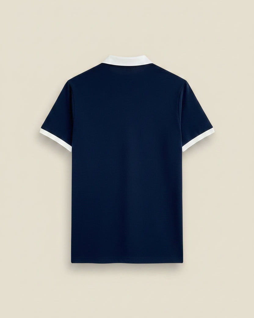 Louis Vuitton - Navy & White Contrast Zip Polo Shirt