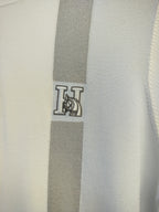 Hermès - White Knit T-Shirt with Grey Stripe & "H" Logo