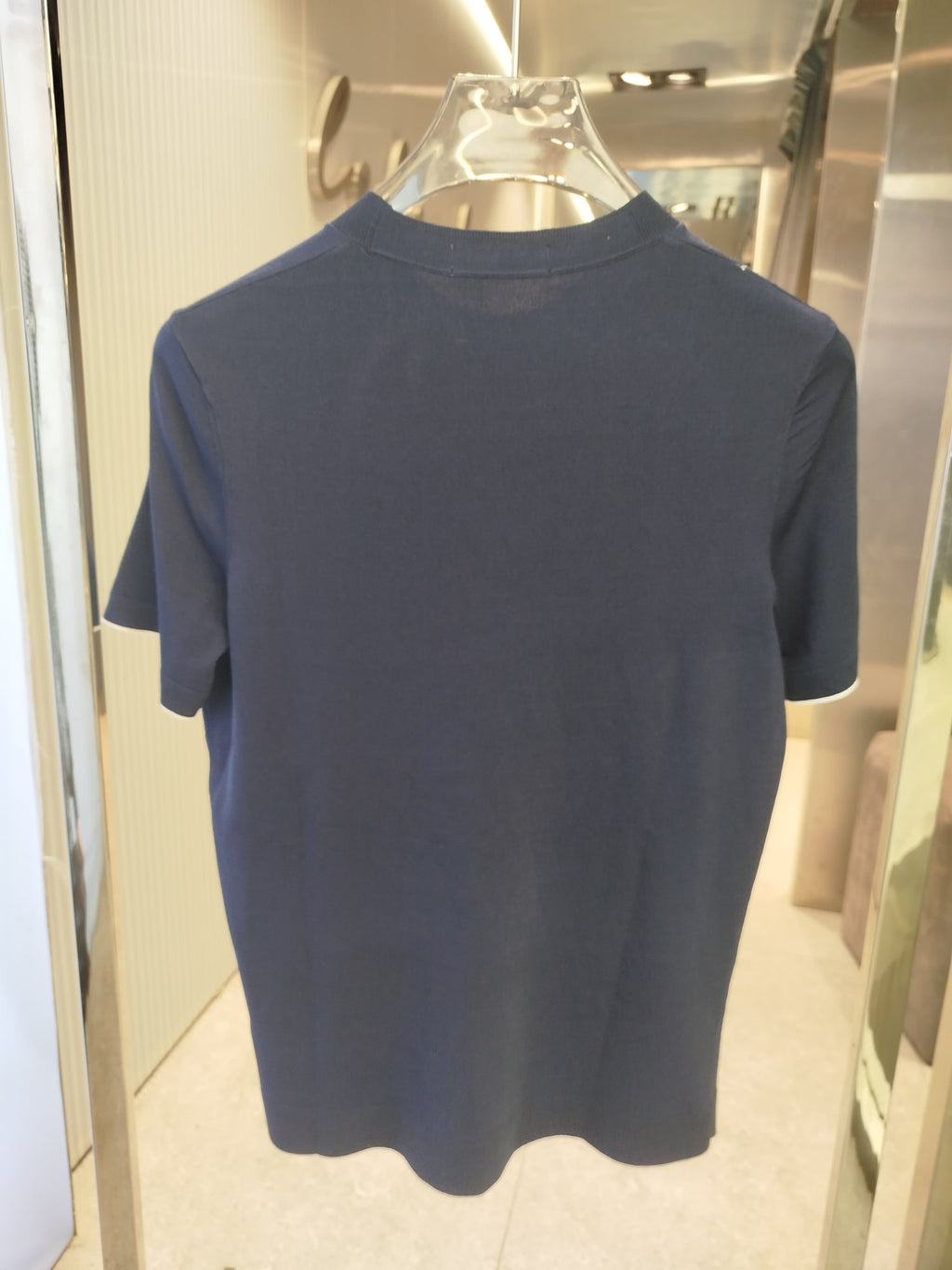 Louis Vuitton - Navy Knit T-Shirt with White Monogram Stripe