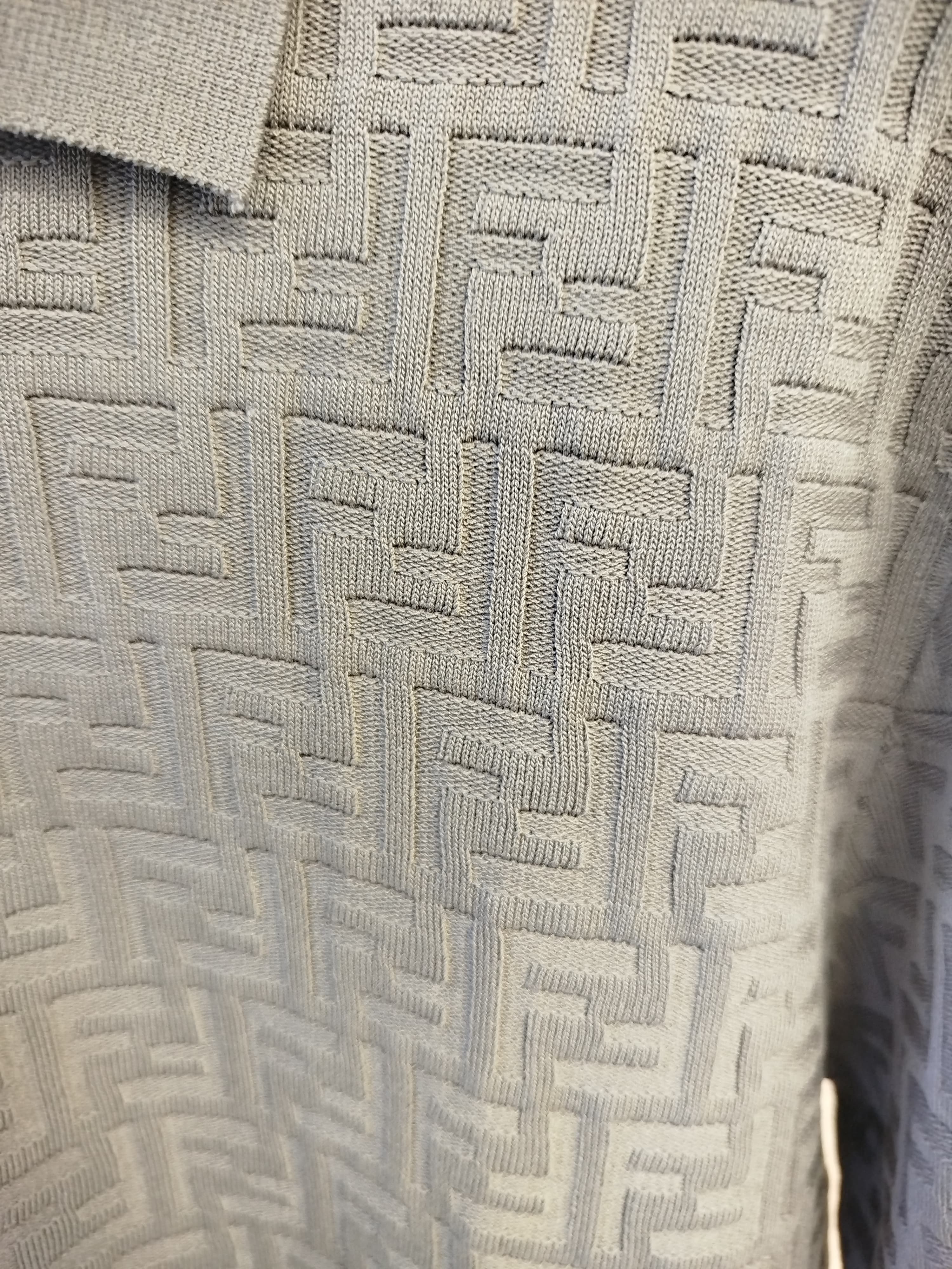 Fendi - Grey FF Monogram Knit Polo Shirt