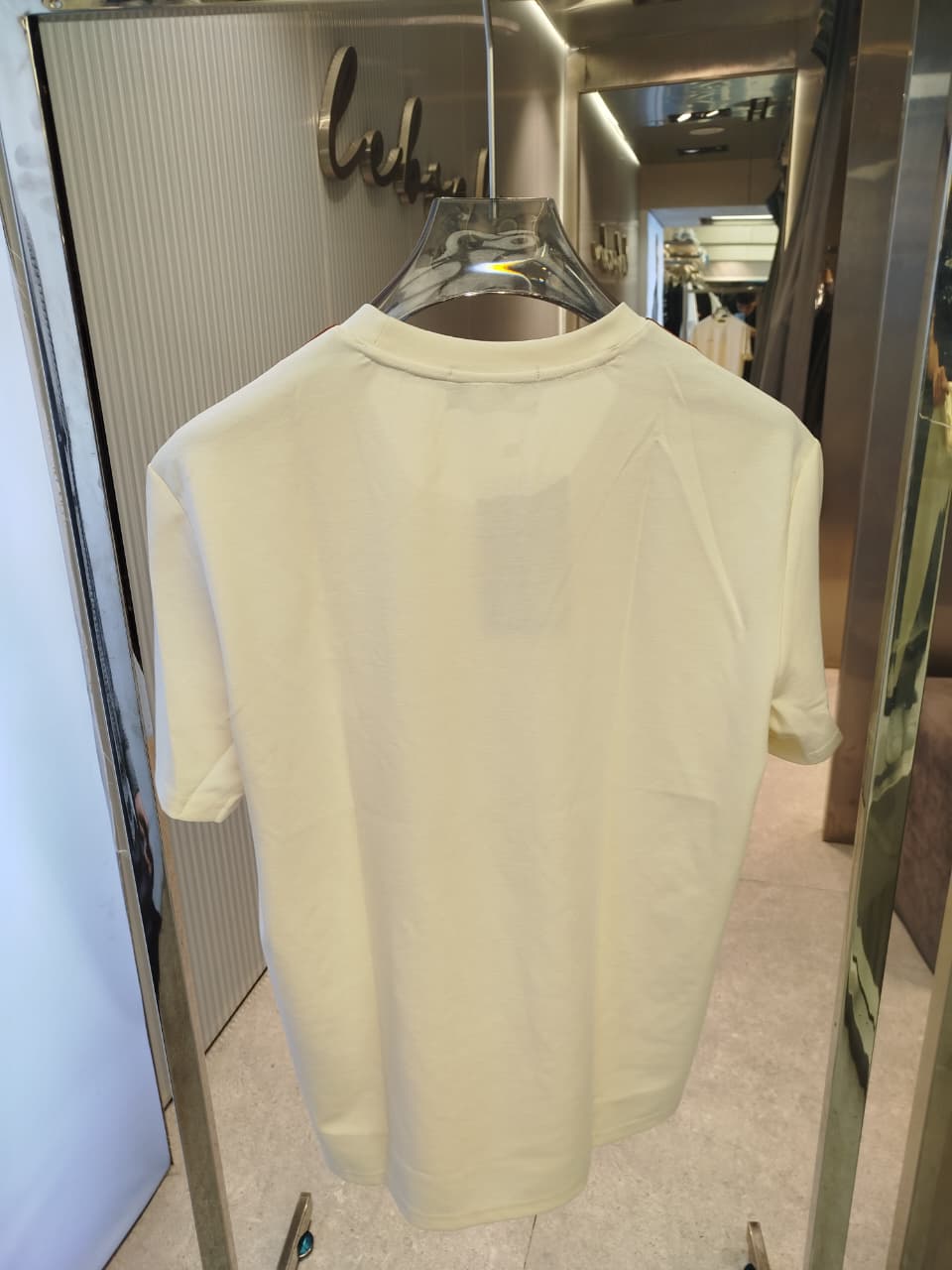 Loro Piana - Cream T-Shirt with Embroidered Logo and Contrast Stripes