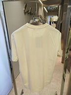 Loro Piana - Cream T-Shirt with Embroidered Logo and Contrast Stripes