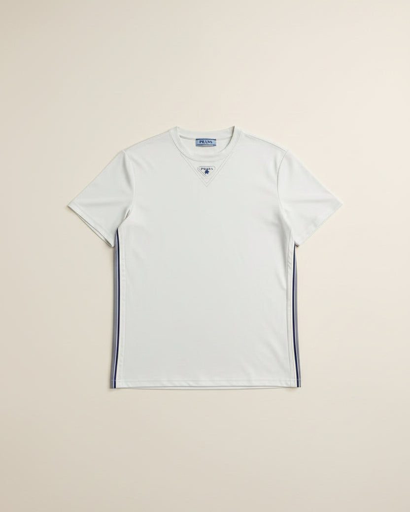 Prada - Cream T-Shirt & Track Pants Set with Side Stripes
