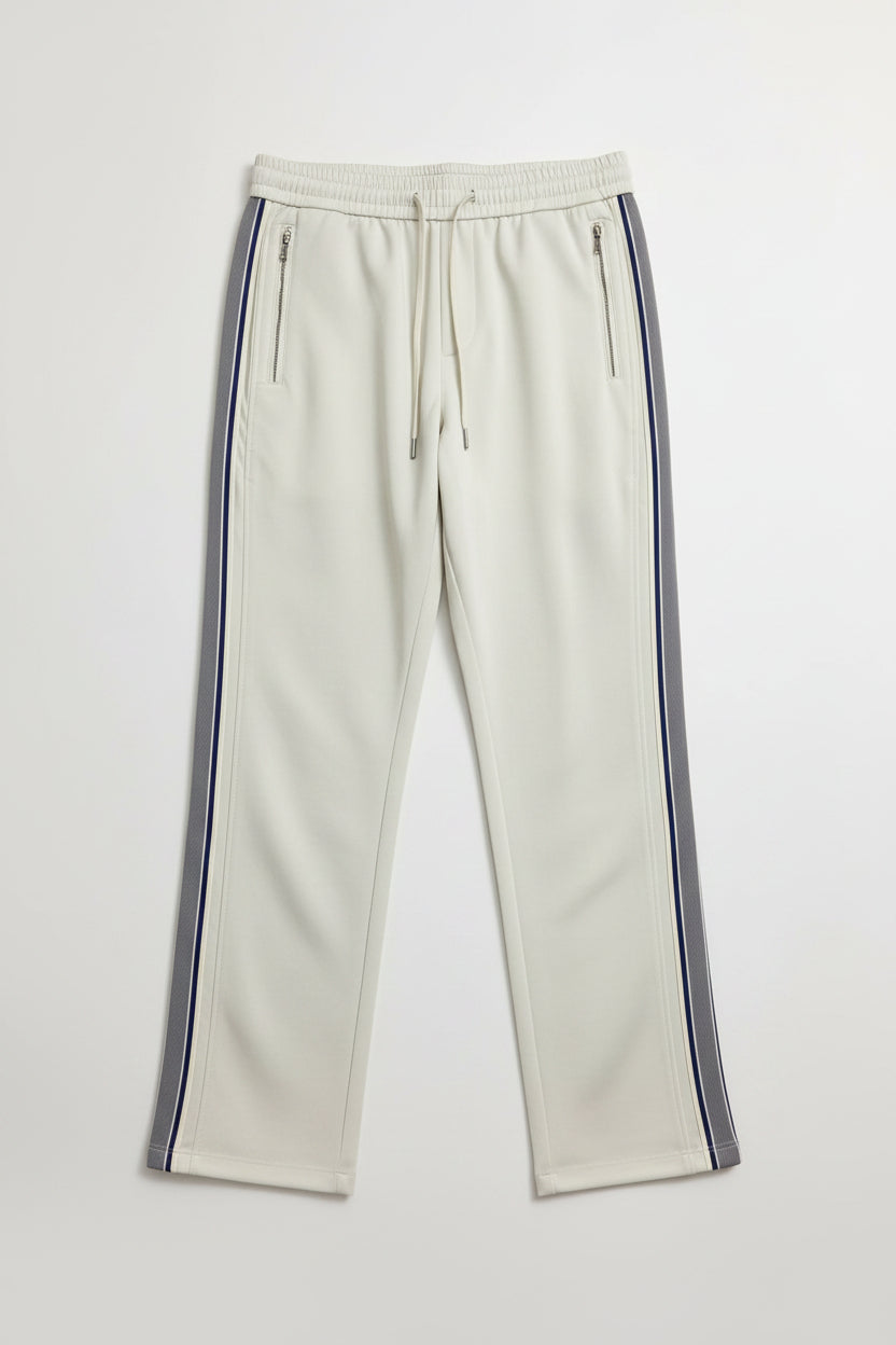 Prada - Cream T-Shirt & Track Pants Set with Side Stripes