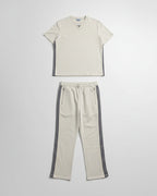Prada - Cream T-Shirt & Track Pants Set with Side Stripes
