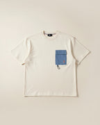 Moncler - Cream T-Shirt with Denim Patch Pocket