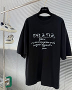Prada - Black Crew Neck T-Shirt with Calligraphy Logo Print
