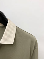 Descente - Olive Green Polo Shirt with Ribbed Collar