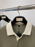 Descente - Olive Green Polo Shirt with Ribbed Collar
