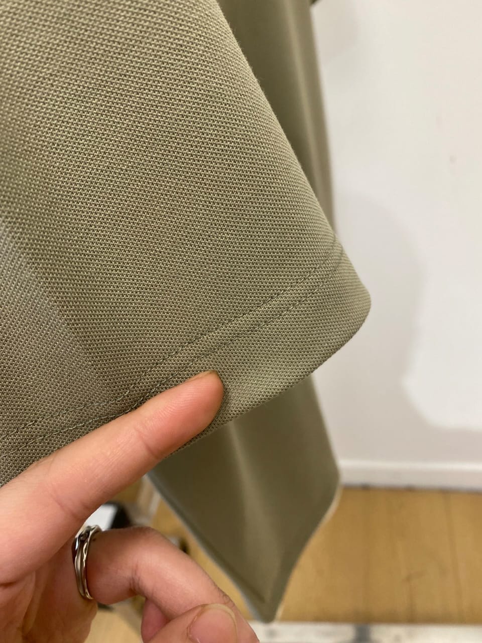 Descente - Olive Green Polo Shirt with Ribbed Collar