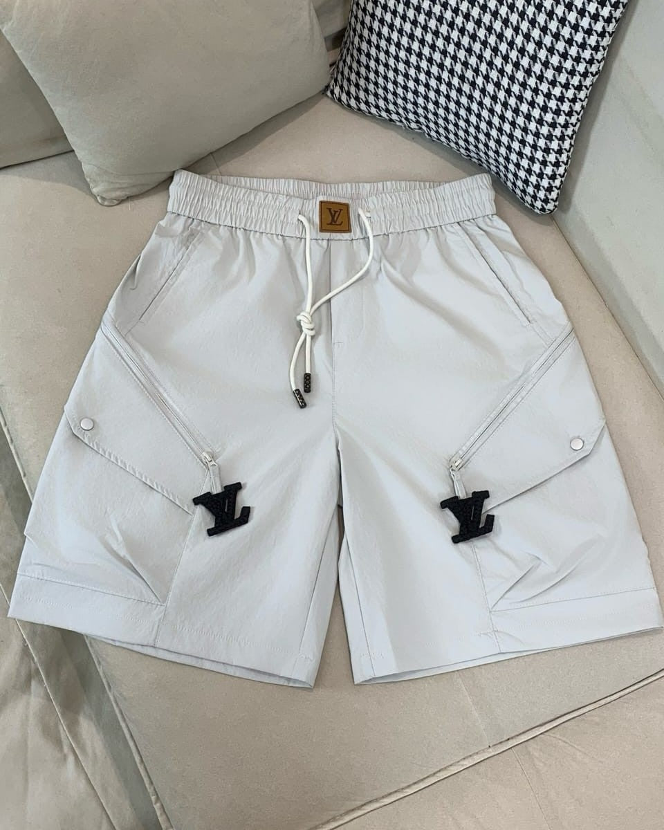 Louis Vuitton - Light Grey Cargo Shorts with Zipper Details