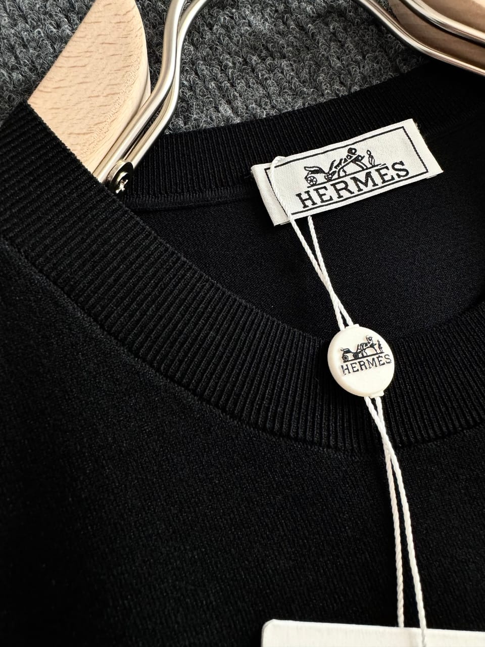 Hermès - Black & Navy Color Block Polo Shirt with Contrast Stripe
