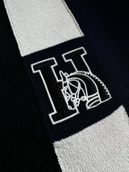 Hermès - Black & Navy Color Block Polo Shirt with Contrast Stripe