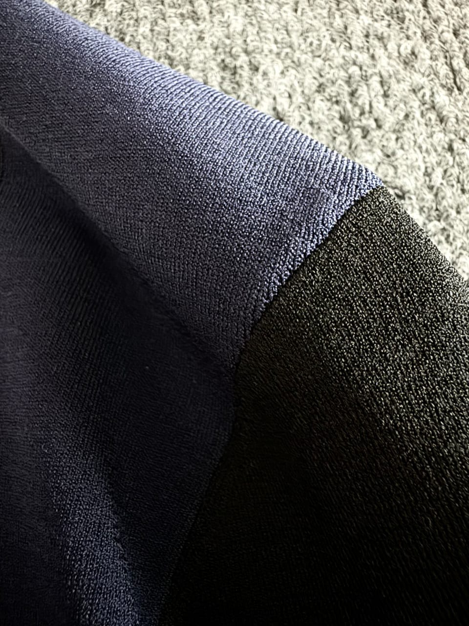 Hermès - Black & Navy Color Block Polo Shirt with Contrast Stripe