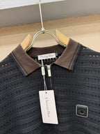 Dior - Black Textured Knit Polo Shirt with Bee Patch
