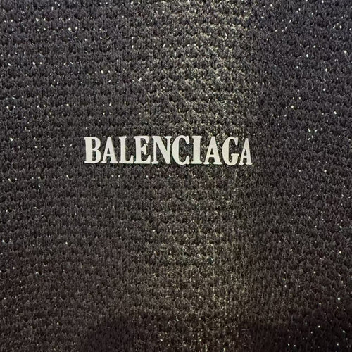 Balenciaga - Black Knitted T-Shirt with Striped Mock Neck
