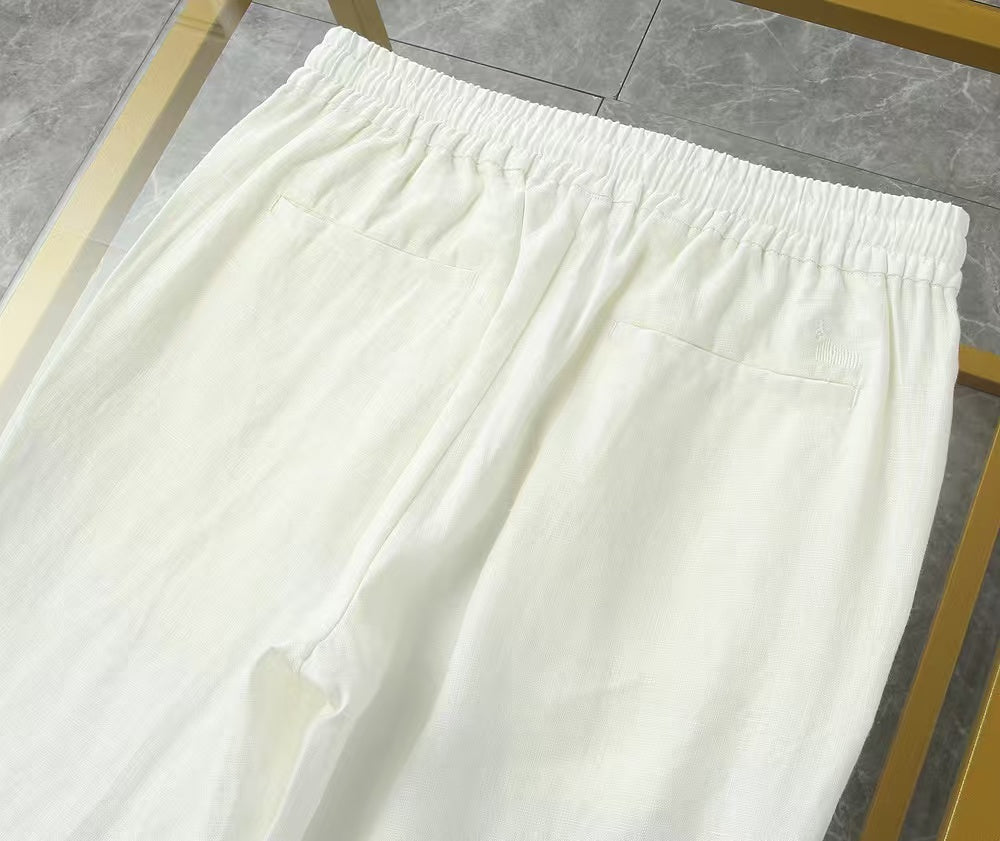 Loro Piana - White Linen Long Sleeve Shirt & Drawstring Trousers Set