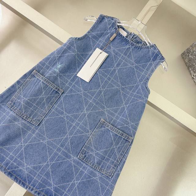 Dior Kids - Sleeveless Denim Dress - Blue