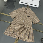 Miu Miu Kids - Checked Short Dress with Pleated Skirt
