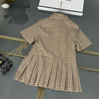 Miu Miu Kids - Checked Short Dress with Pleated Skirt