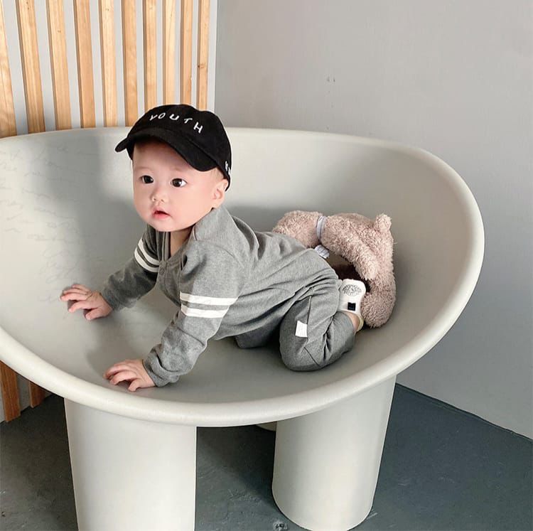 Thom Browne Babies - Grey Stripe Infant Romper