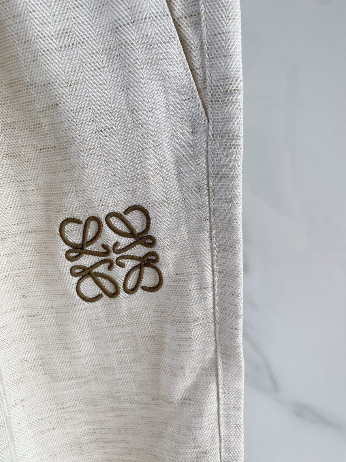 Loewe - Anagram Contrast Waistband Linen Trousers