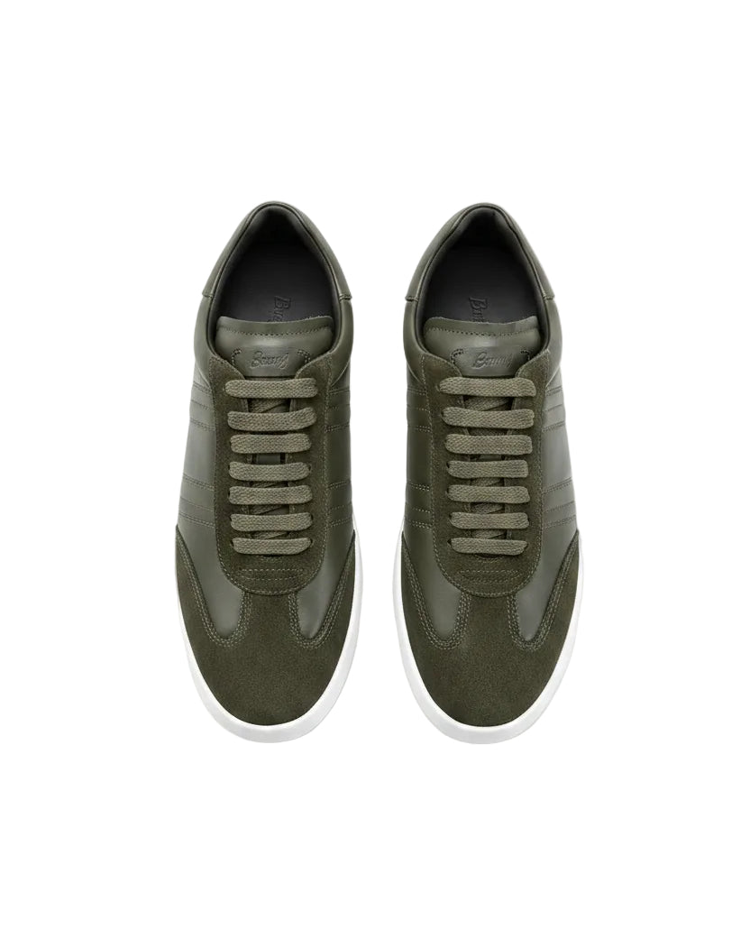 Brioni - Suede-Trimmed Calfskin Low-Top Sneakers