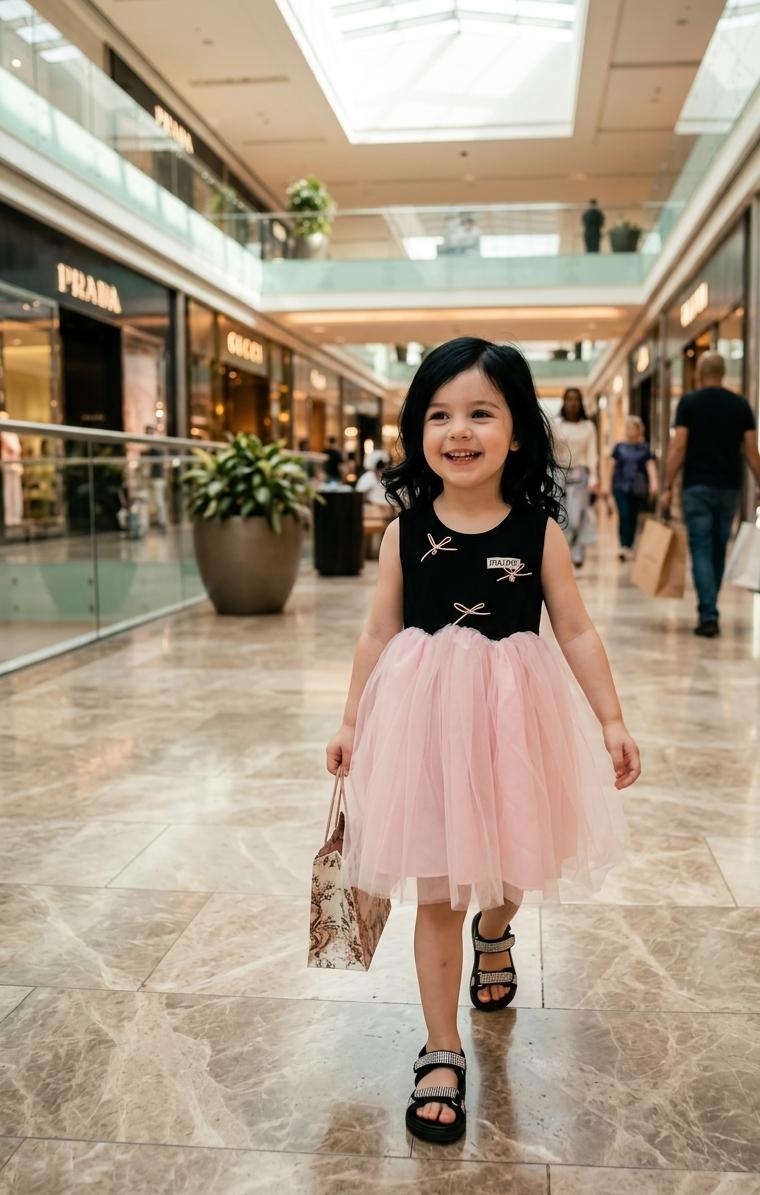 black and pink bow dress Novara Mini in EXTRA SMALL Black and Pink Rosette Bow