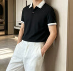 Zegna - Contrast Trim Silk-Cotton Knit Polo Shirt (Black)