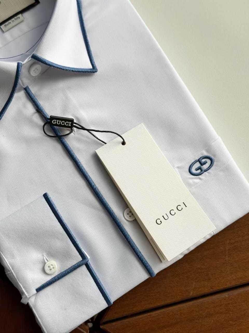 Gucci - Contrast Piping Interlocking G Silk-Blend Shirt