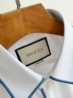 Gucci - Contrast Piping Interlocking G Silk-Blend Shirt