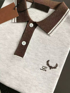 Loro Piana - Contrast Trim Crest Embroidered Knit Polo Shirt