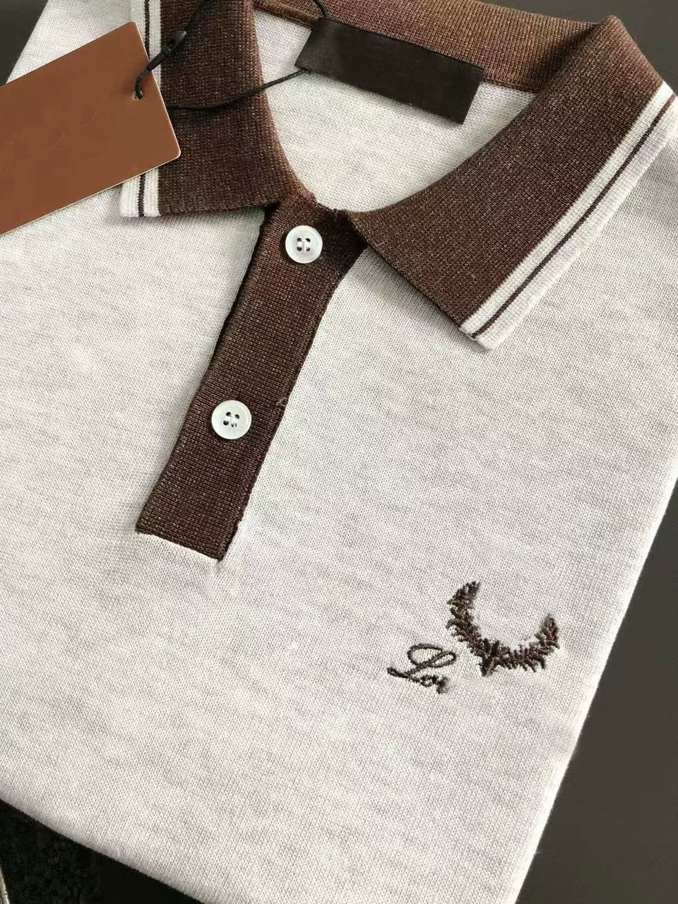 Loro Piana - Contrast Trim Crest Embroidered Knit Polo Shirt