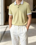Zegna - Contrast Trim Silk-Cotton Knit Polo Shirt (Olive Green)