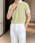 Zegna - Contrast Trim Silk-Cotton Knit Polo Shirt (Olive Green)