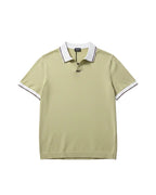 Zegna - Contrast Trim Silk-Cotton Knit Polo Shirt (Olive Green)