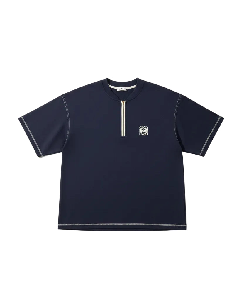 Loewe - Contrast Stitch Anagram Half-Zip T-Shirt