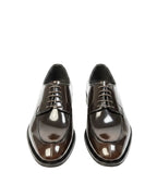 Ferragamo - Polished Leather Derby Shoes - Dark Brown
