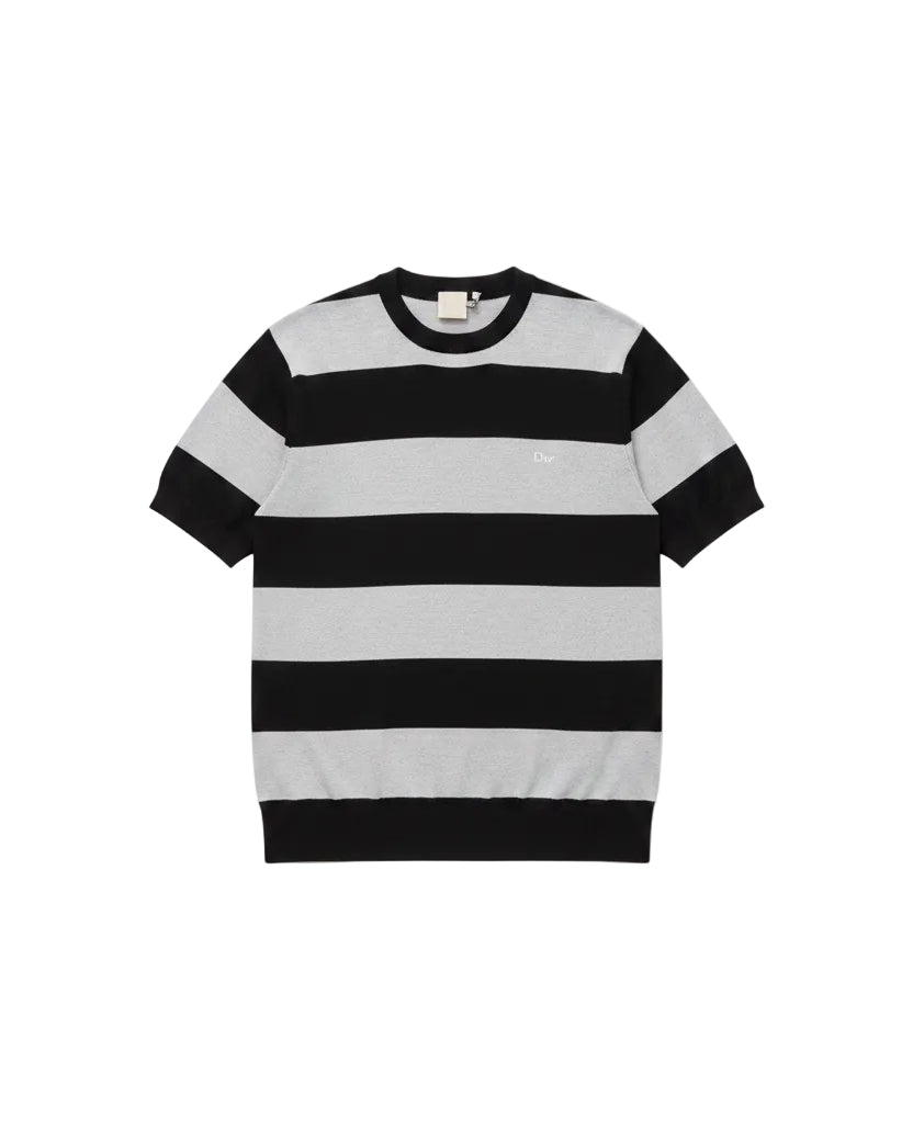 Dior - Striped Knit Crewneck T-Shirt (Black & Silver-Grey)