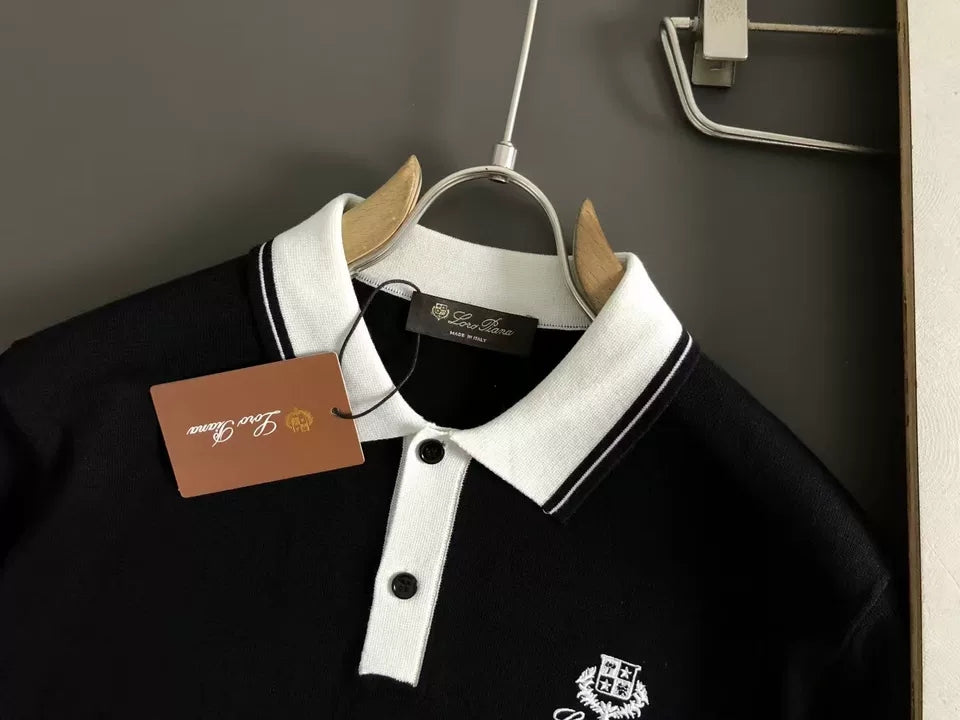 Loro Piana - Contrasting Collar Striped Polo - Black