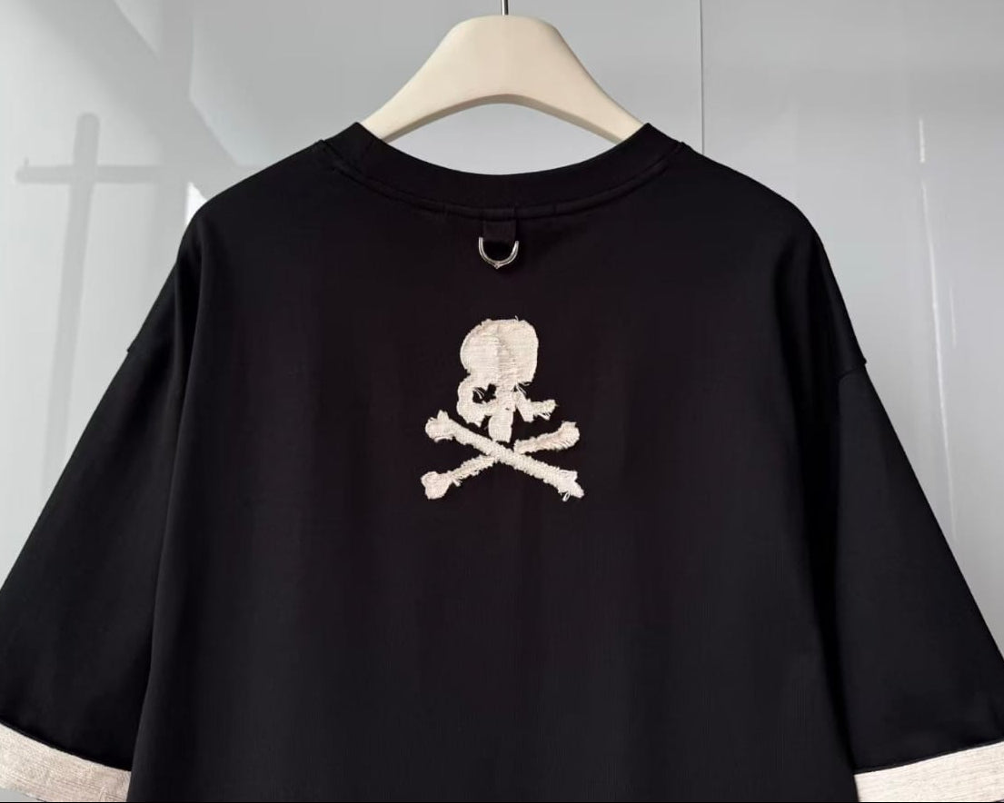 Mastermind Japan - Denim Patch Asymmetric Oversized T-Shirt – Lebsak