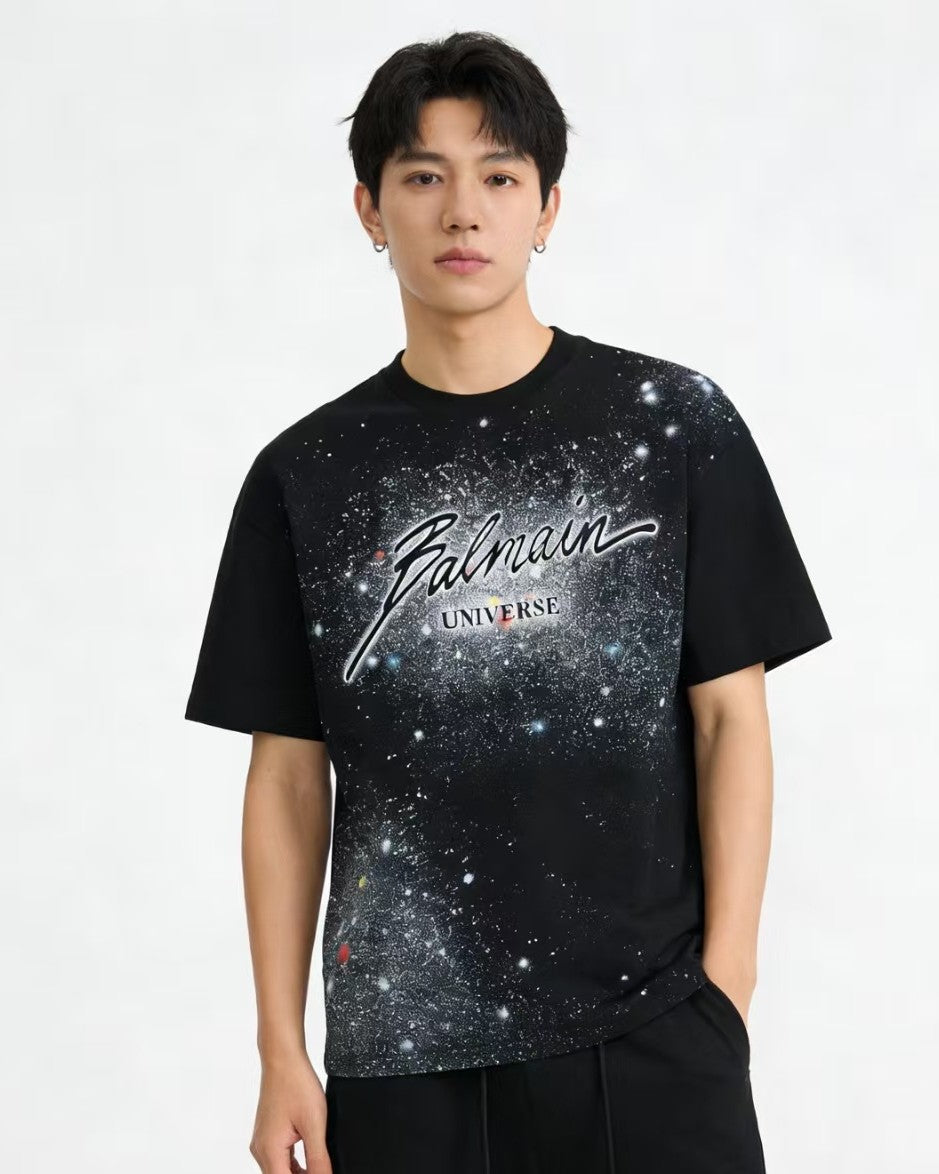 Balmain Paris - Black Universe Cosmic Logo T-Shirt
