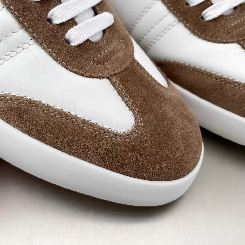 Brioni - White Leather and Brown Suede Low-Top Sneakers