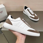 Brioni - White Leather and Brown Suede Low-Top Sneakers