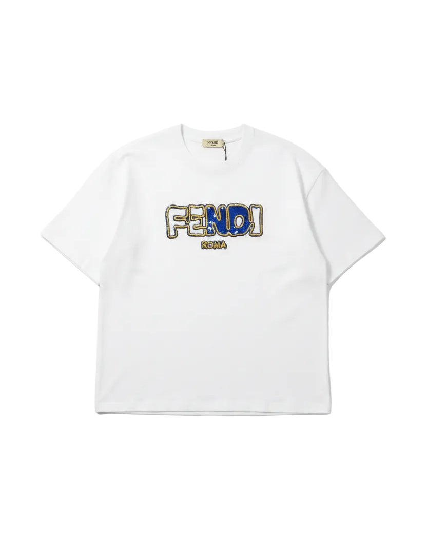 Fendi - Roma Bouclé Applique Oversized T-Shirt (Optic White)