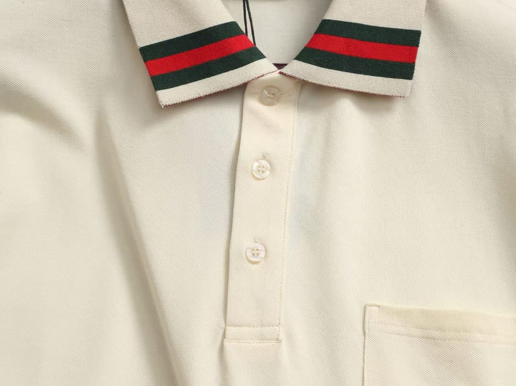 Gucci - Web Collar Cotton Pique Polo Shirt (Off-White)