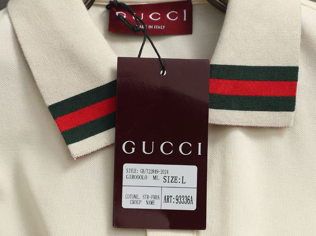 Gucci - Web Collar Cotton Pique Polo Shirt (Off-White)